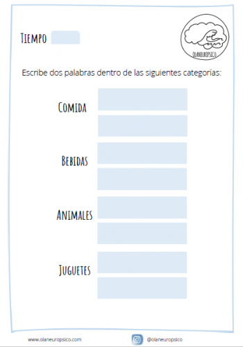 Palabras por categorías