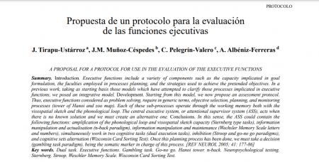 Propuesta de un protocolo para la evaluación de las funciones ejecutivas